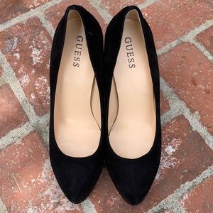 Guess black suede heels